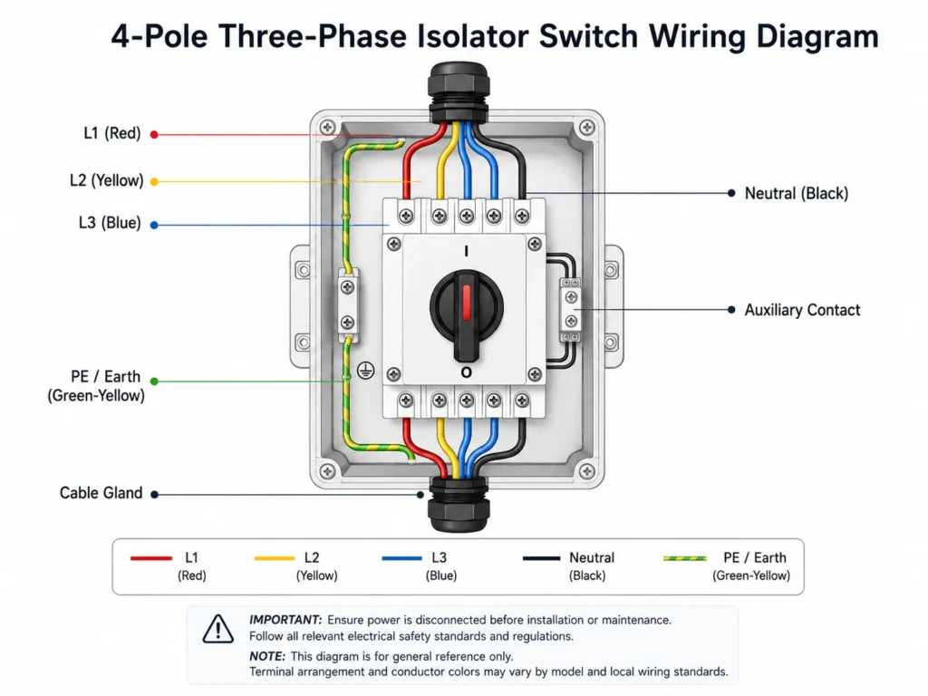 4 pole three phase isolator switch wiring diagram