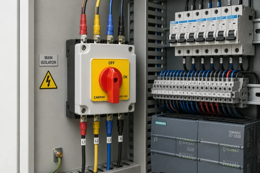 three phase isolator switch control panel installation