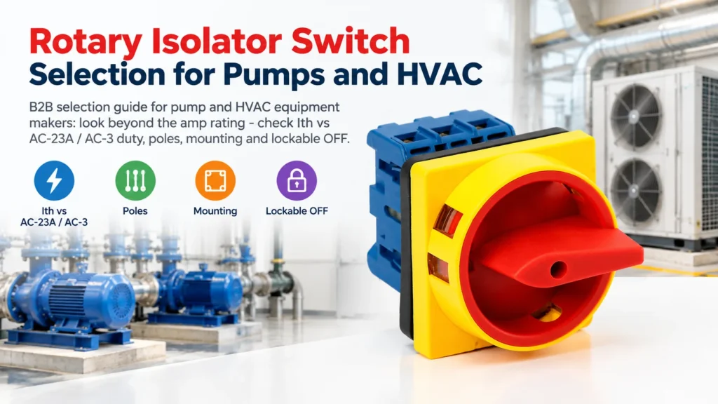 LW30 rotary isolator switch in a pump and HVAC plant room