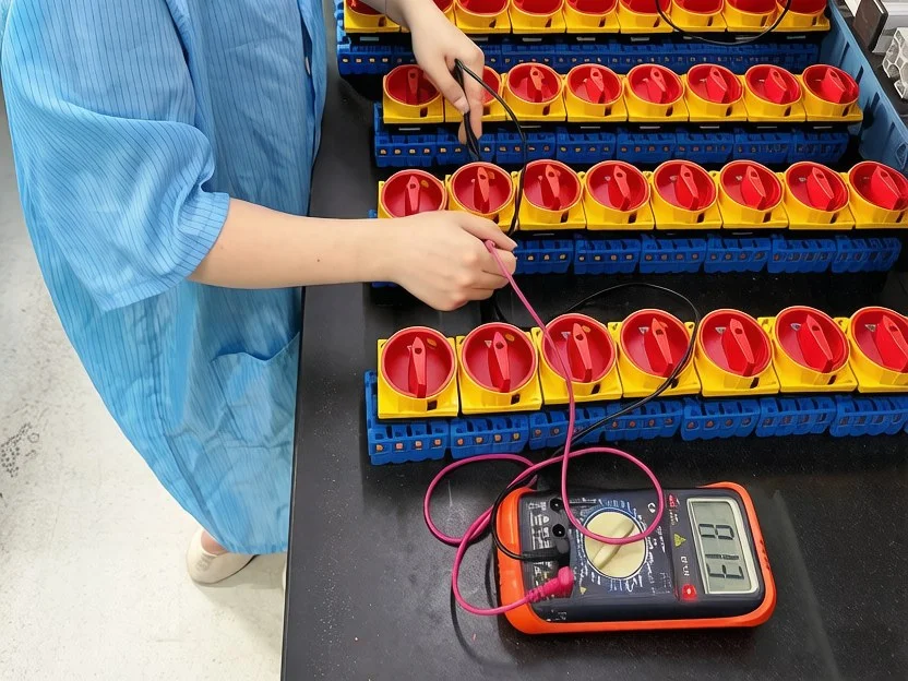 Continuity test on assembled switches with a multimeter
